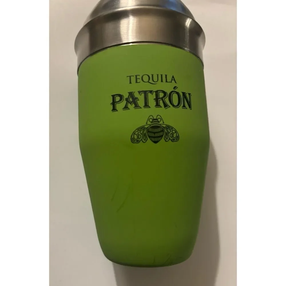 Patron Tequila Individual Cocktail Stainless Steel Shaker  8oz in Soft Lime